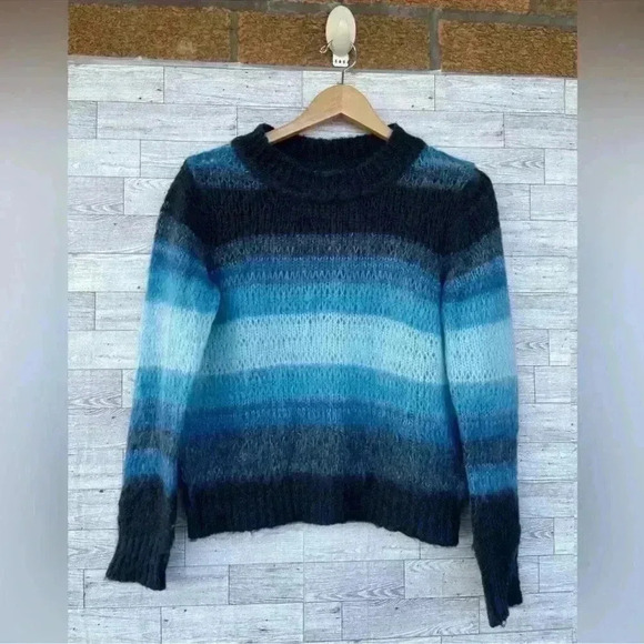 BA&SH Blue Stripe Boo Open Loose Knit
Mohair Wool Blend Pullover size 6 - Picture 4 of 17